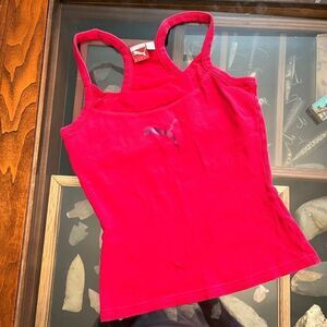 Puma Pink Tank Top Small Bra Built-In Pink/White